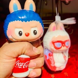 Coca Cola Red and Blue Bunny Plush 4 pieces